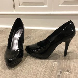 Black patent leather heels